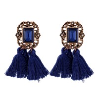 Vintage Navy Tassel Drop Statement Earrings Pre-order